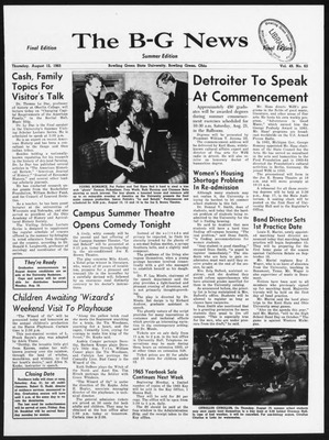 "The B-G News August 12, 1965" By Bowling Green State University