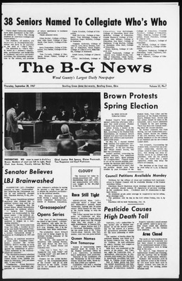 "The B-G News September 28, 1967" By Bowling Green State University